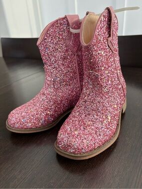 Pink Glitter Toddler Cowboy Boots Sparkle Ankle Boots Western Style Toddler 9